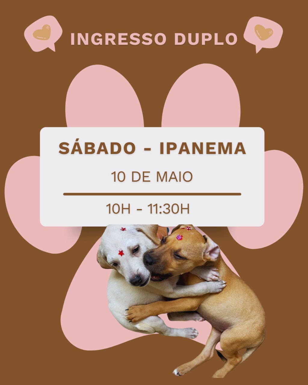 Puppy Yoga Especial 10 de maio de 2025 - IPANEMA - Ingresso Duplo