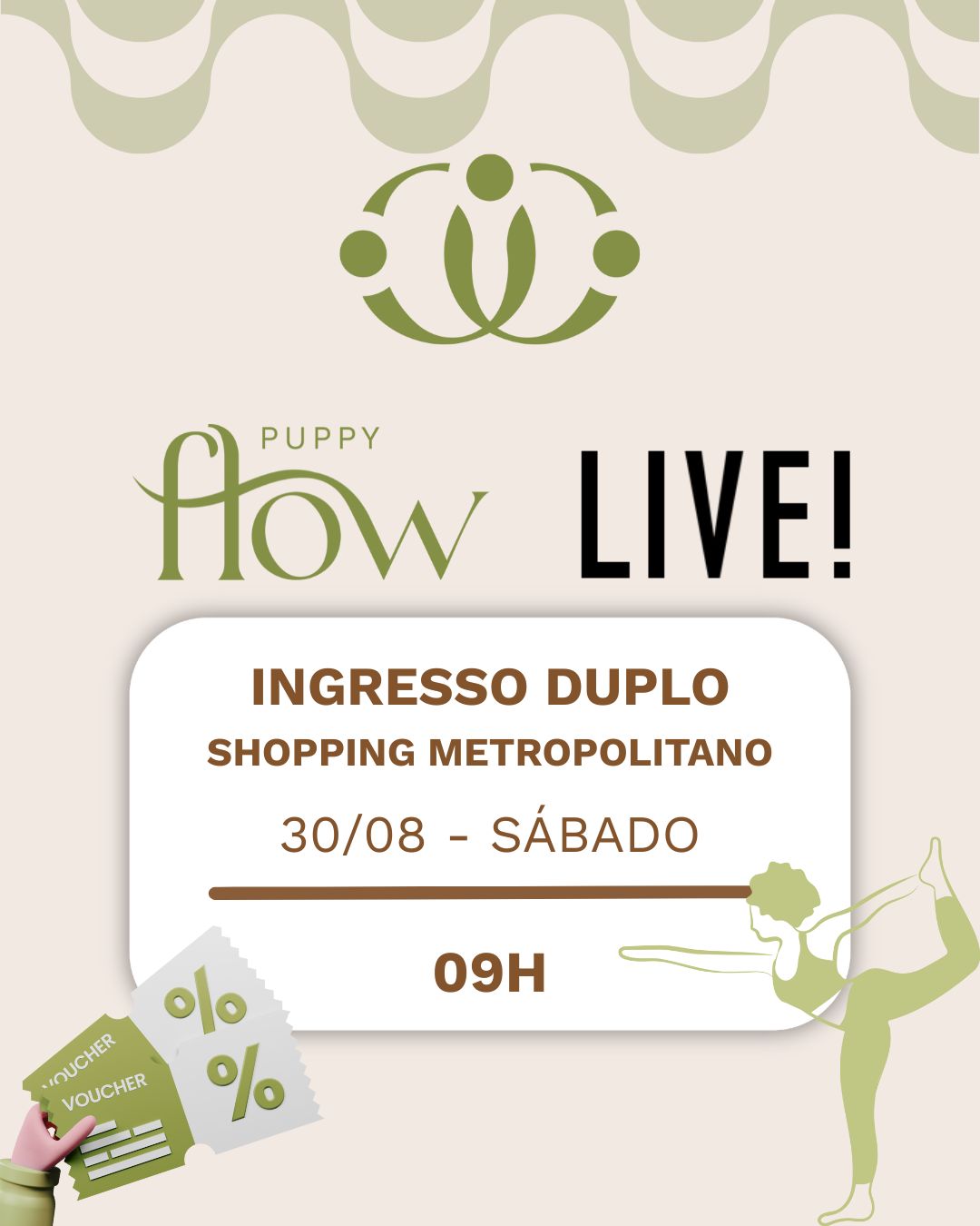 Aula de Yoga + LIVE! Shopping METROPOLITANO RJ - INGRESSO DUPLO